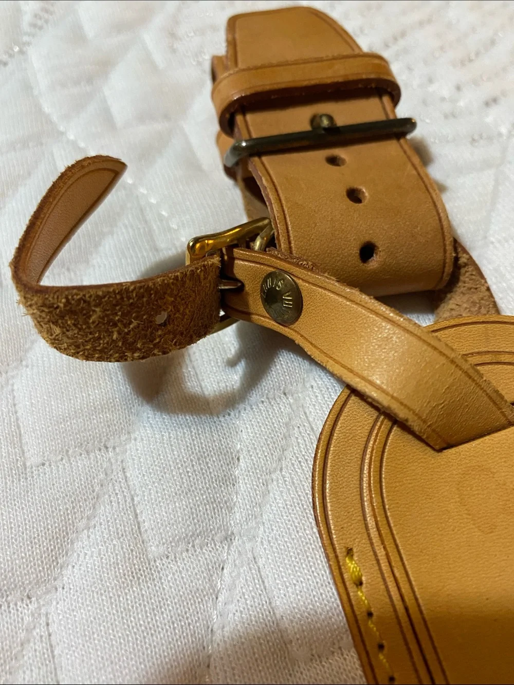 Louis Vuitton Tan Leather Luggage Tag with Strap